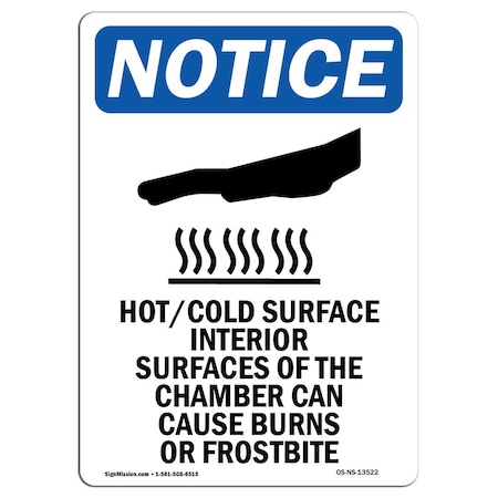 Signmission OSHA Notice Sign, Hot Cold Surface Interior With Symbol, 14in X 10in Decal, 10" W, 14" H, Portrait OS-NS-D-1014-V-13522